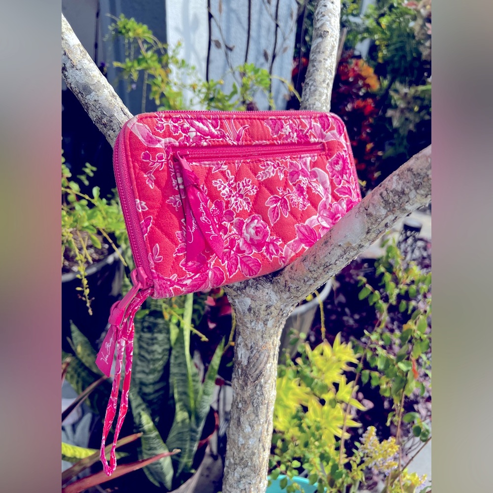 Vera Bradley pink floral wallet with wristlet - EUC